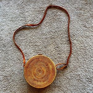 Round Wicker Crossbody w/ Adjustable Strap
